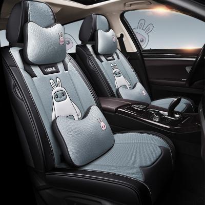 China Eco-friendly Nappa leather&Flax car seats cover cartoon universal with car cushion 13pcs car seat covers full set for sale