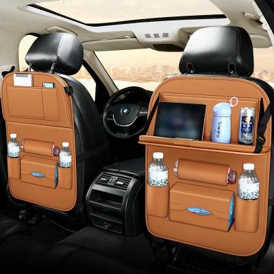 China 2021 New Arrival Multifunctional PU Leather Car Backseat Organizer For Universal Cars Backseat Storage Bags for sale