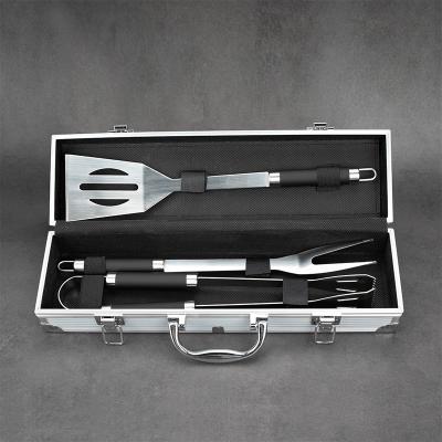 China Easily cleaned barbecue alum. Ideal BBQ Tools Kit Case Stainless Steel Barbecue Grill Gift 3 Pcs Accessories for sale