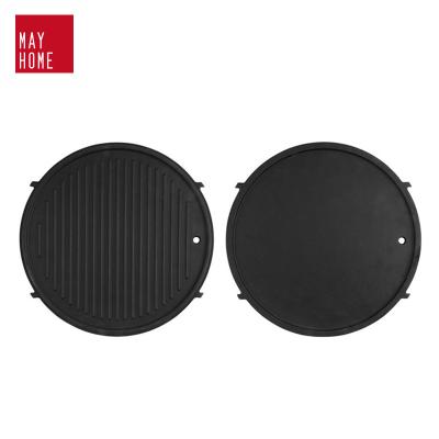 China Easily Cleaned Reversible Two Sides Flexible Cast Iron Non-sticked Barbecue Bakeware Cooking Plate 31cm for sale