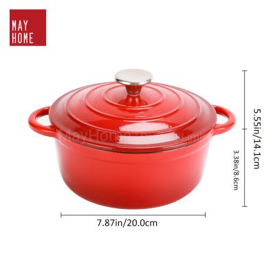 China Red Color Sustainable Cooking Round Enameled Cast Iron Casserole Set for sale