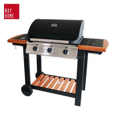 China Outdoor Semi-Wood Cart 3 Burners Gas Grill EL-1103TWHK for sale