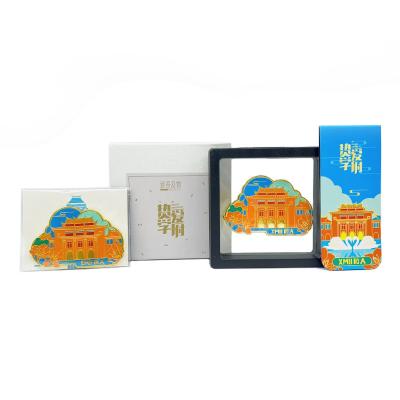 China Europe Xiamen University High Quality Custom Metal Magnet Badge and Landmark Zinc Alloy Set for sale