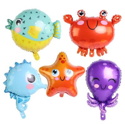 China Big Sea Animal Baby Birthday Party Balloons Cartoon Seahorse Starfish Octopus Shark Tropical Fish Balloons for Birthday Party Decoration Sip children for sale