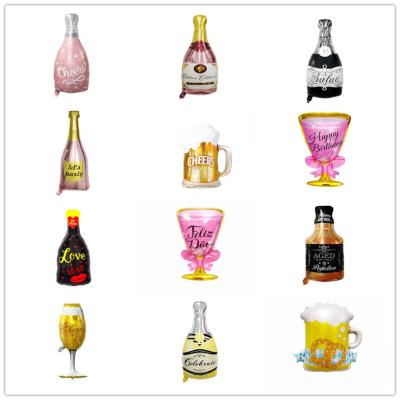 China 2021 Gift/Decorations/Festival Custom Printing Toys/Wine Bottle Shaped Happy New Year Foil Helium Balloon for sale