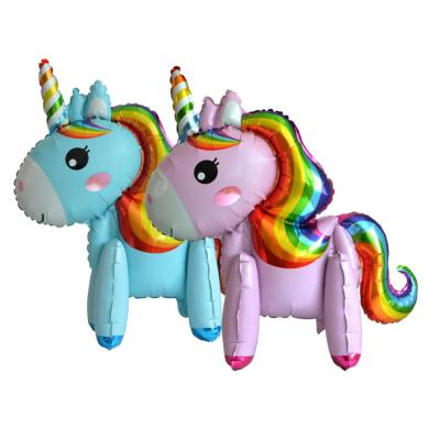 China Toys/gift/decorations/festival 3D Unicorn Balloons Stand Rainbow Horse Toy Unicorn Aluminum Membrane Balloons exclusive for sale