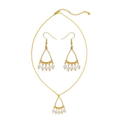 China High Quality Vintage Jewelry Brand Jewelry Set Dubai 18K Gold Plated Stainless Steel Necklace Pendant Earring Set For Women for sale