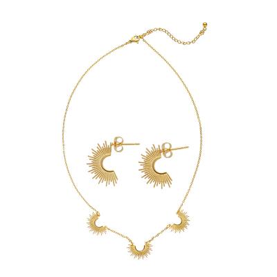 China Sun Romantic Original Flower Design Pendant Necklace Gold Plated Stainless Steel Women's Earrings for sale