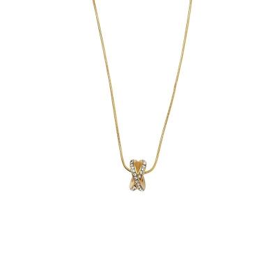 China Environmental Friendly pvd 18k Gold Plated Stainless Steel Zircon Necklace Men Ladies Pendant for sale