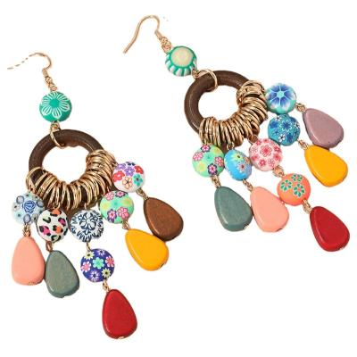 China CLASSIC Colorful Lady Model Wedding Earrings from Clay Handmade Earrings Pendant Wooden for sale