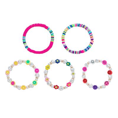 China Hot Selling New Fashion BOHEMIA Clay Bead Bracelet Bohemian Smiley Colorful Happy Face Baroque Bead Beaded Bracelet for sale