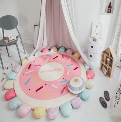 China 2021 YLM Hot Selling Washable Washable Custom Design Princess Soft Carpet Washed Petal Mats Thickening Round Play Crawling Cotton Printing Soft Mat Cushion for sale