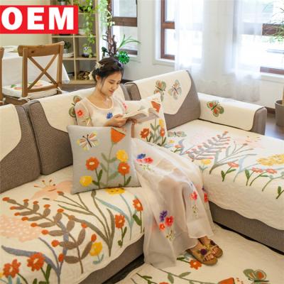 China YLM Flower Embroidery Sofa Home Decor Disposable Handmade Linen Disposable Towel Pillow Sofa Cushion Covers for sale