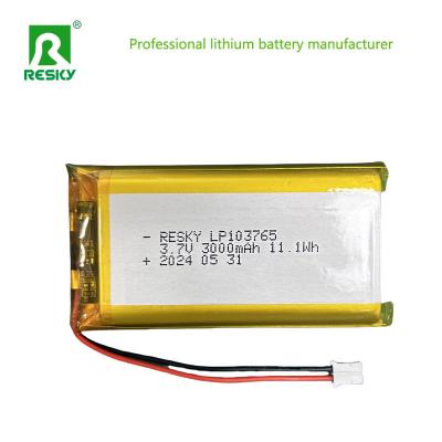 China Lithium Polymer Battery Cell 103765 3.7V 3000mAh 11.1wh  Small Digital Product for sale