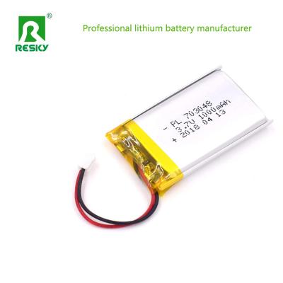 China Solar Lithium Polymer Battery Cell 703048 1000mAh 3.7V For Consumer Electronics for sale