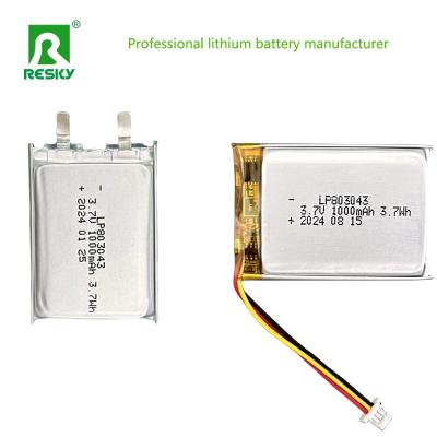 China Rechargeable Lithium Polymer Batteries Lipo Battery Cell 803040 3.7V 1000mAh for sale