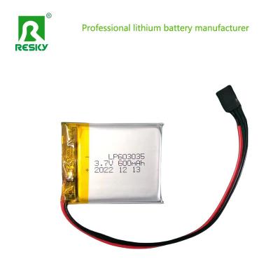 China 603035 Lithiumpolymer Batteriezelle 3,7 V 600 mAh Wiederaufladbare Li-Polymer-Batterien zu verkaufen