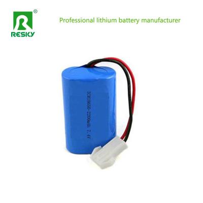 China 16W Li-ion Battery Pack 18650 7.4V 2s1p 2200mAh Rechargeable Lithium Batteries for sale