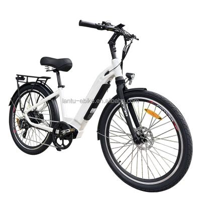 China Lantu Ebike factory direct 500w motor 26 inch step thru electric city bike with 48v hidden battery for sale