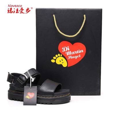 China Fashion Trend Di Martin Angel Voss Toe Sandals Platform Leather Trim Sandals For Women Fashion Flat Slippers for sale