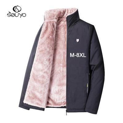 China Plus Size Men's Wool Lamb Seuyo Collar QUICK DRY Cotton Warm Coat Dad's Mid-Century Comic Clothing for sale