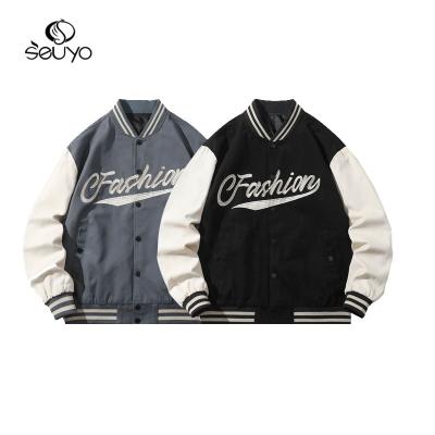 China Spring 2022 custom creative alphabet design streetwear fashion QUICK DRY cotton college jackets satin baseball jackets for sale