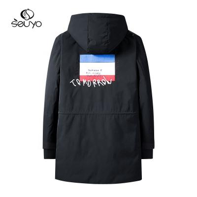 China Seuyo Casual Hooded Solid Color QUICK DRY Duck Down Filled Clothes Tricolor Embroidered Mid Length Windproof Jacket Down for sale