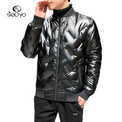 China Seuyo QUICK DRY Down Shiny Stripper Jackets Men 90% Duck Down Coat Warm Winter Striper Jacket Manufacturers for sale