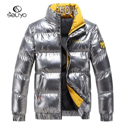 China Seuyo QUICK DRY new manufacturers men's bright leather padded jackets plus size fashion down cotton coats for sale