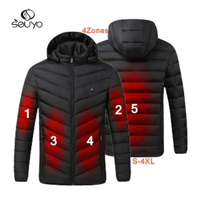 China Waterproof 5 Zone Smart Seuyo Upgraded USB Heated Lightweight Rechargeable Heating Utility Coat Down Stripper Jacket for sale