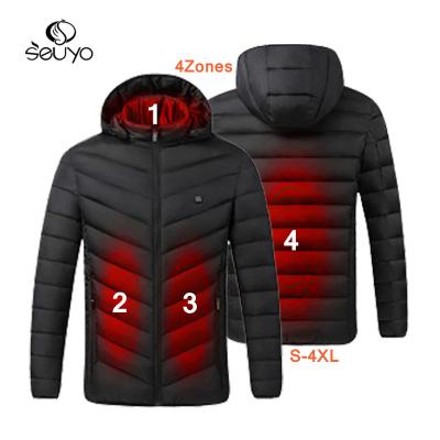 China Waterproof 4 Zones Outdoor Activity Seuyo Winter Warming Stripper Custom Service Cold Jacket Unisex Adult Winter Clothing Jacket for sale