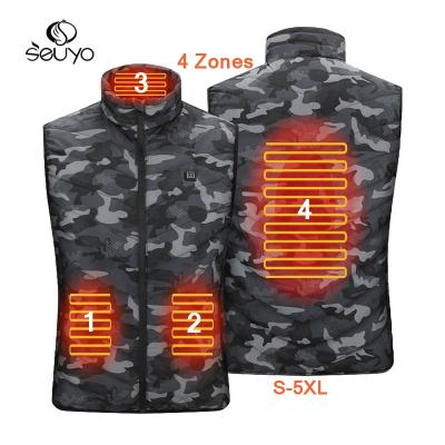 China Riscaldato Colete Aquecido Infrared vest Vest de seuyo QUICK DRY 4 zones heated vest with passionate battery duty vest for sale