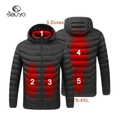 China Waterproof Five Zone Seuyo Light Duty Heating Padded Jacket Heated Usb Heating Coat Infill Outdoor Warm Clothing for sale