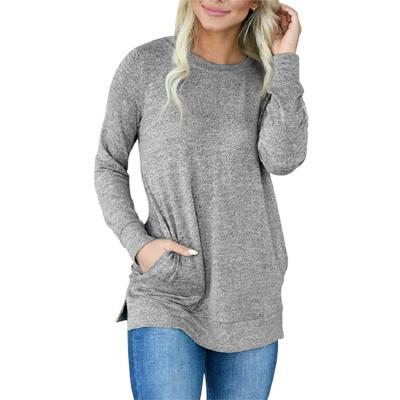 China Viable Most Popular Loose Round Neck Solid Color Hooded Long Sleeve Open Hoodie With Pocket for sale