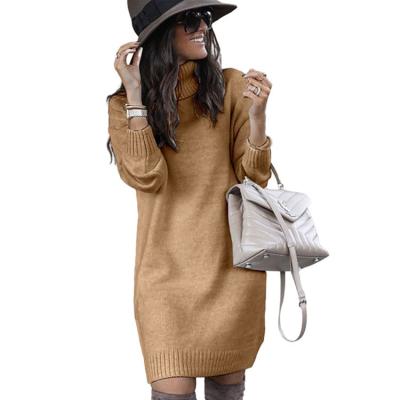 China Hot Selling Anti-Wrinkle Comfortable Plus Size Long Sleeve Turtle Neck Sweaters Women Sweater Dress for sale