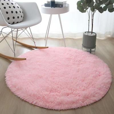 China Non-slip Bedroom Shaggy Circular Mat Fluffy Circle Around Blanket Rug For Kids Room for sale