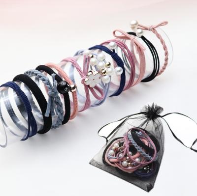 China Fashionable 12 Piece Head Rope Set Korean High Elastic Hair Ring And Band Gift Leather Hair Rope for sale