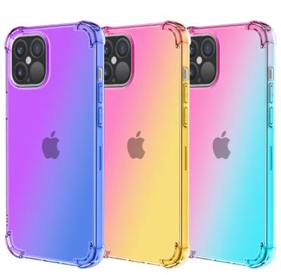 China New Eco-friendly Style For iPhone 12 Four Corner Anti Drop For Apple 12 Case For iPhone 12 Gradient Iridescent for sale