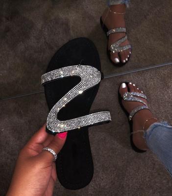 China 2020 New Style Wish Women Anti-slippery Women's Rhinestone Sandals Slippers 9060 for sale