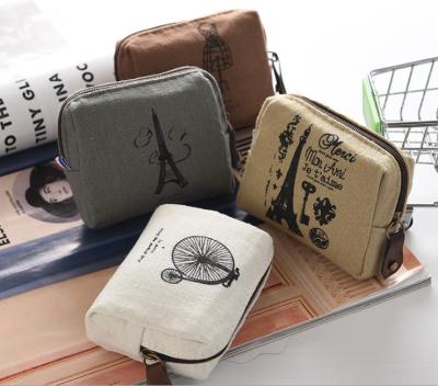 China 2020 Korean Art Wallet Canvas Retro Portable Women's Purse Telephone Booth Key Bag Wallet for sale