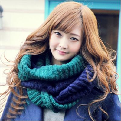 China Latest Winter Style Korean Elegant Acrylic Thicker Rib Neck Circle Knitting Warmer Ring Knitting Infinite Scarf for sale