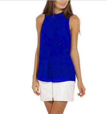 China Factory direct sale 2020 summer European and American anti-pilling shirt chiffon neck hanging sleeveless vest15 colors for sale