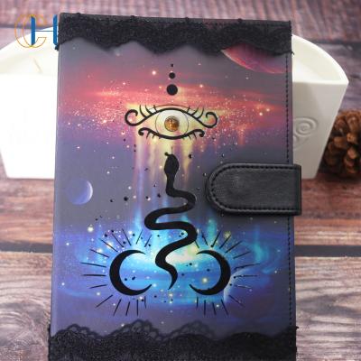 China High Quality Customer Brand New Acceptable Stretching Black Lace Snake Pattern Black Cover Pocket Contained Crystal Notebook Jounal for sale