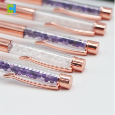 China Promotional Gemstone Crystal Pen Gold Pen Wonderful High Quality Custom Logo Healing Crystal Natural Rose for sale