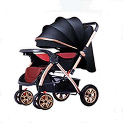 China Steel Pipe China Zimu Factory Wholesale Baby Cart Luxury Four Wheel Rubber Wheeled Baby Carriage Black for sale