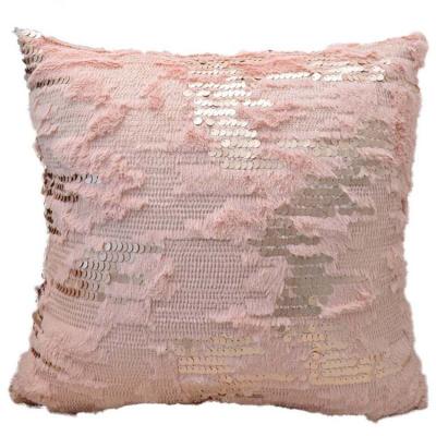 China New Style Non-Toxic Faux Rabbit Fur Embroidery Sequins Soft Fluffy Pillow Case Cushion Covers For Home Decor for sale