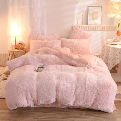 China Nondisposable Luxury Crystal Plush Velvet Designs Velvet Duvet Cover Shaggy Bedset Bed Sheet for sale