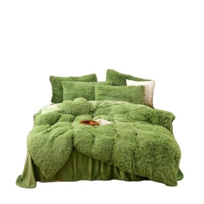 China Nondisposable Luxury Crystal Plush Velvet Designs Velvet Duvet Cover Shaggy Bedset Bed Sheet for sale