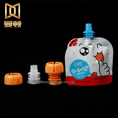 China Non Spill 10mm Plastic Beverage Pouch Child Hat Heavy Duty Wedge Spout Cap For Baby Food Pouch And Juice Bag for sale