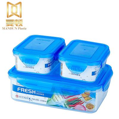 China Microwavable 3 IN 1 Clear Custom Kitchen BPA Free Airtight Plastic Food Container With Lids for sale